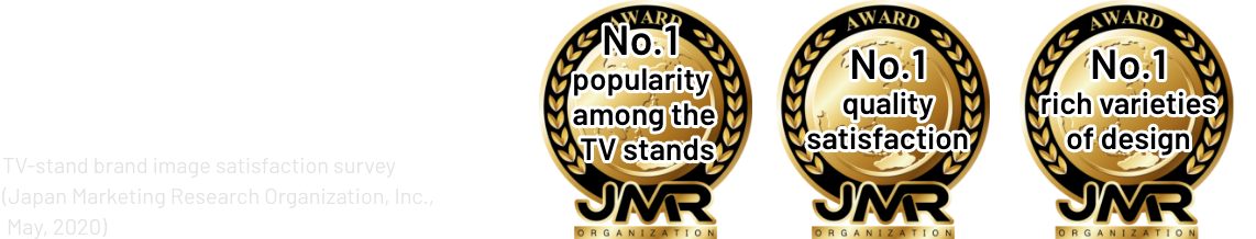 Triple crown victory / Survey conducted by: Japan Marketing Research Organization, Inc. Survey Overview: Brand image of TV stands as of May, 2020